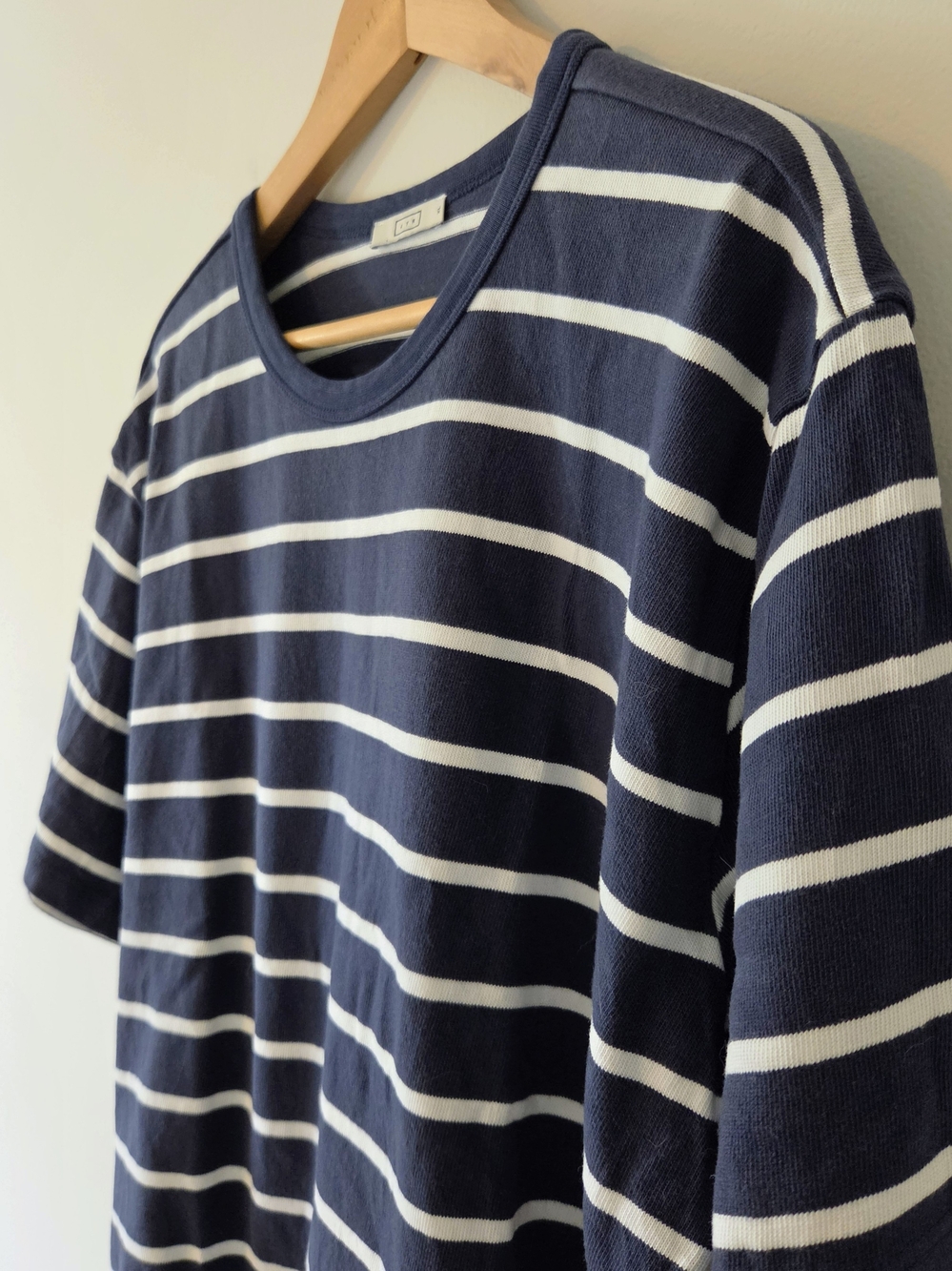 AYR The Practice Tee Dime Knit Short Sleeved Tee Shirt - Navy White Stripe - XL - Picture 7 of 14